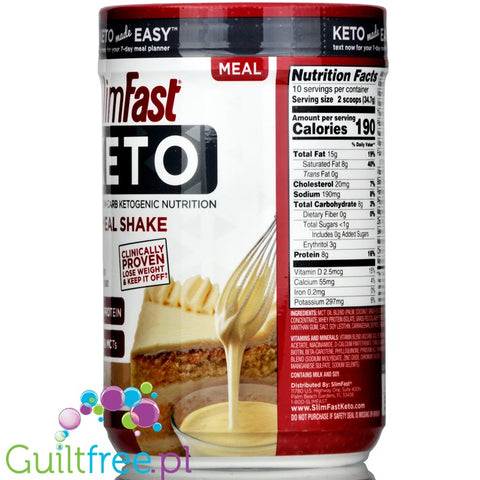 Slim Fast, Keto Meal Shake Mix, Vanilla Cake Batter