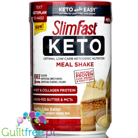 Slim Fast, Keto Meal Shake Mix, Vanilla Cake Batter