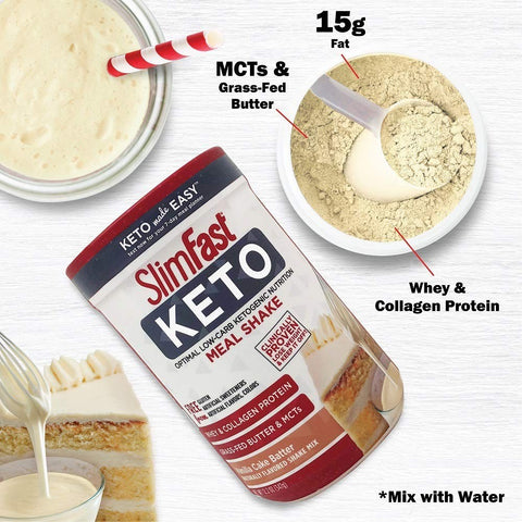 Slim Fast, Keto Meal Shake Mix, Vanilla Cake Batter