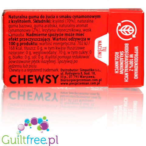 Chewsy Cinnamon sugar free chewing gum with xylitol