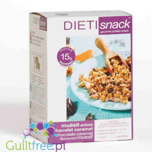 Muesli - protein mullies with pieces of chocolate-caramel and pecan nuts
