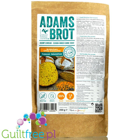 Adam's Chia & Curcuma Buns, low carb keto bread rolls baking mix