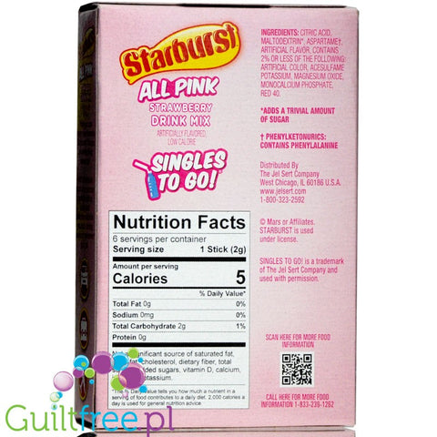 Starburst Zero Sugar All Pink Strawberry Singles to Go 0.43oz (12.2g)