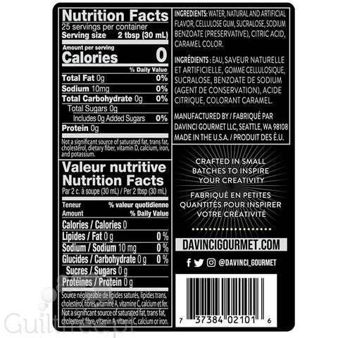 DaVinci Gourmet Syrup Sugar Free Egg Nog 750ml