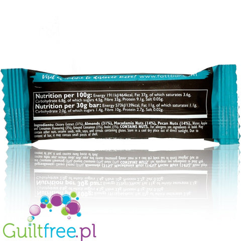 FattBar Apple Cinnamon, Low Carb, No Added Sugar, All Natural, Vegan bar