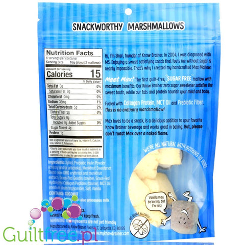 Know Brainer Foods Max Mallow Classic Vanilla, sugar free ketogenic marshmallow