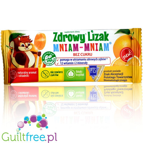 Mniam sugarfree orange lollipop with stevia and xylitol