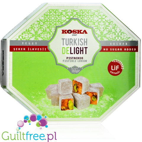 Koska sugar free rosy Turkish Delight with pistachios