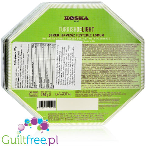 Koska sugar free rosy Turkish Delight with pistachios
