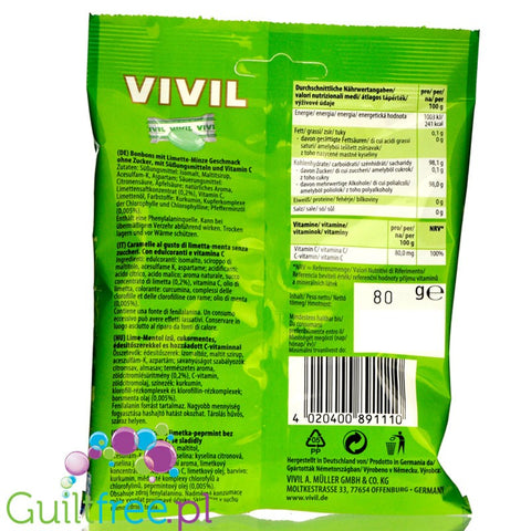 Vivil Lime & Mint sugar free candies