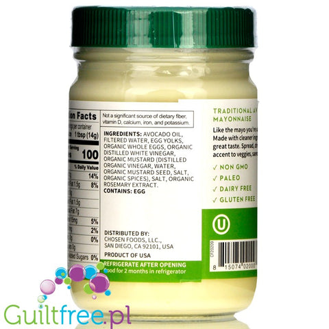Chosen Foods Avocado Oil Mayo, Traditional