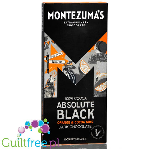Montezuma's Absolute Black 100% Cocoa Solids with Orange & Cocoa Nibs 100G