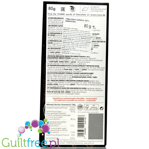 Alce Neo bio organic fair trade ark chocolate 100% cocoa, no sugar nor sweeteners