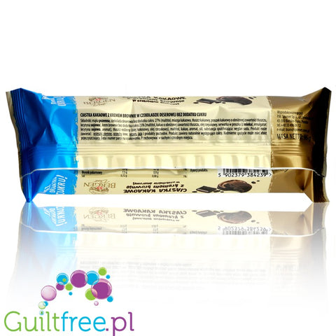 Bergen Brownie sugar free cookies with cream and dark chocolate coating