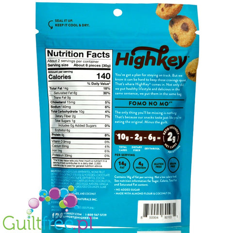 HighKey Snacks, Keto Mini Cookies, Chocolate Chip