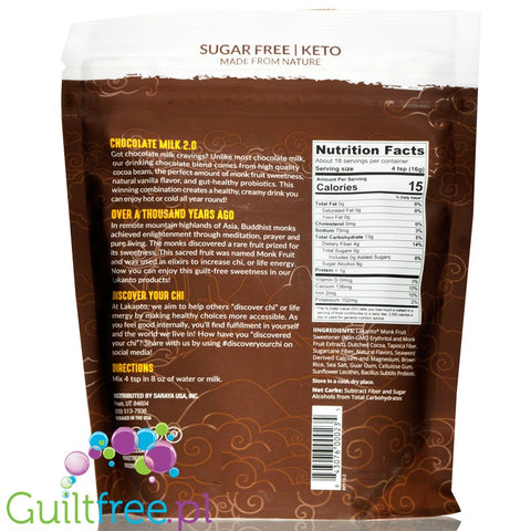 Lakanto Sugar Free Drinking Chocolate, Monkfruit Sweetened