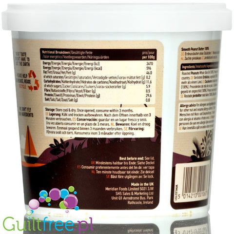 Meridian smooth peanut butter 100% nuts
