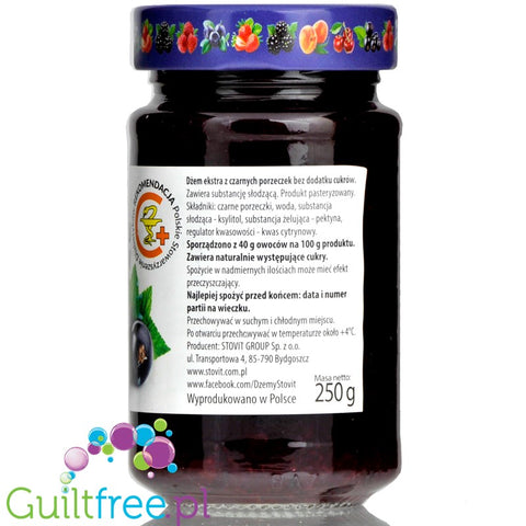 Stovit sugar free blackcurrant spread sweetened with xylitol