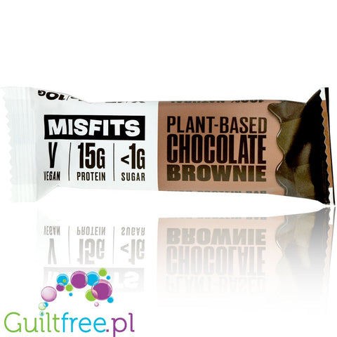 MisFits Plant Chocolate Brownie - triple layered vegan protein bar