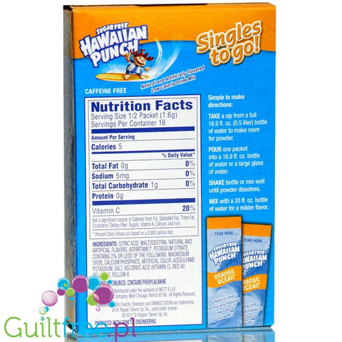 Hawaiian Punch Singles to go! Orange Ocean , sugar free instant sachets