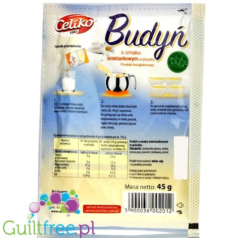 Celiko gluten free, sugar free sweet cream pudding without sweeteners