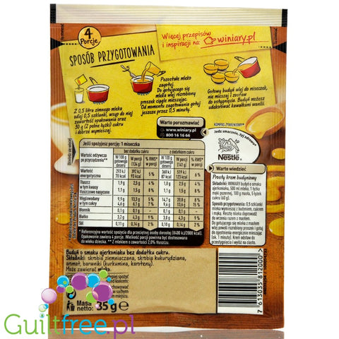 Winiary sugar free salted caramel pudding without sweeteners