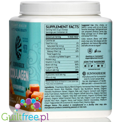 Sunwarrior Collagen Building Protein Peptides Salted Caramel 500g