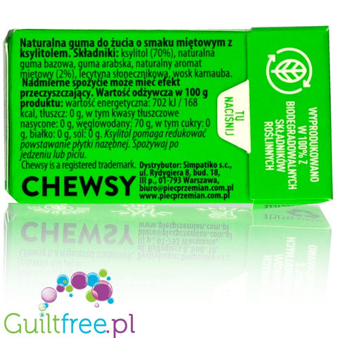 Chewsy Spearmint sugar free chewing gum with xylitol