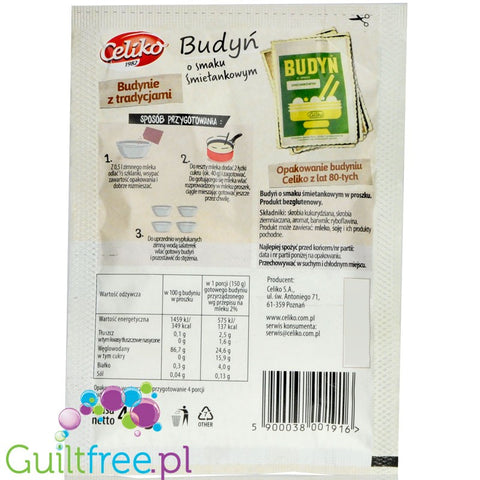 Celiko gluten free, sugar free sweet cream pudding without sweeteners