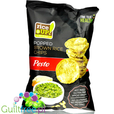 RiceUp thin Pesto flavored whole-grain thin brown rice chips