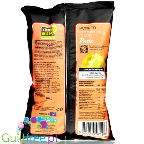 RiceUp thin Pesto flavored whole-grain thin brown rice chips