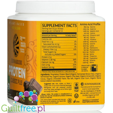 Sunwarrior Classic Plus Protein, Chocolate (375g)