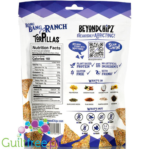 BeyondChipz Tortillas High Protein Tortilla Chips, Bang Bang Ranch 5.3 oz