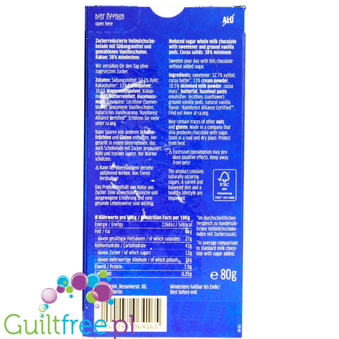 Milk chocolate with sweetened finnish xylitol