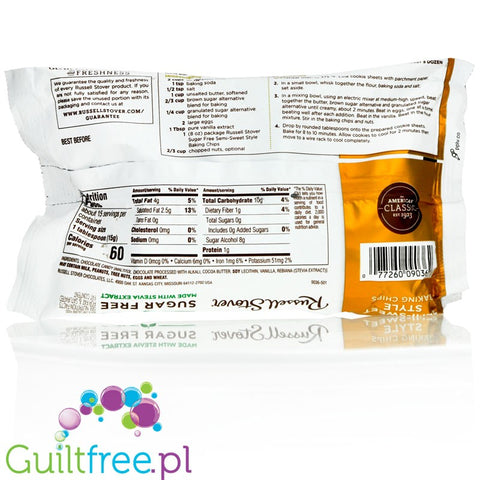 Russell Stover Stevia Semi-Sweet Chocolate Chips, sugar free semi-sweet chocolate baking chips