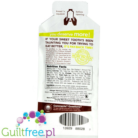 Nuts 'n More Almond Butter with xylitol & WPI, squeeze tub