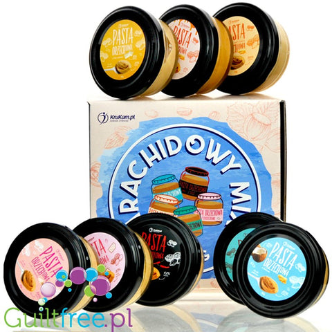 Krukam Sampler Box - 8 different peanut butters 100%, 8 x 30g