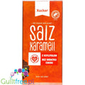 Milk chocolate without sugar added with salted caramel slices