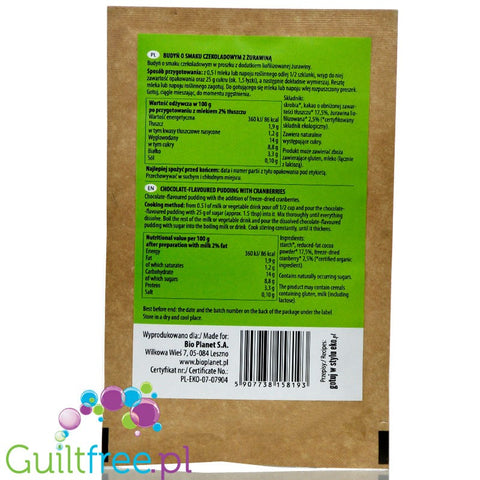 Bio Planet  Vanilla Bourbon  sugar free pudding without sweeteners