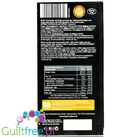 Frankonia Chocolat No Sugar Added High Protein White Crisp, 90 G