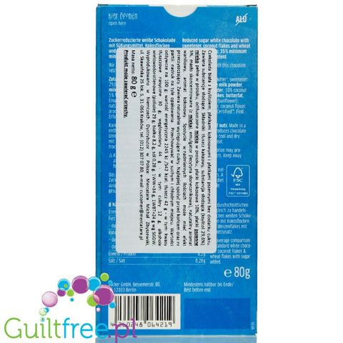 White chocolate without sweetened sugar Finnish xylitol with coconut