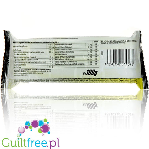 Body Attack Carb Cotrol Lemon Quark Flavor - White Protein Bars with no added sugar in white chocolate topped with lemon cheesec