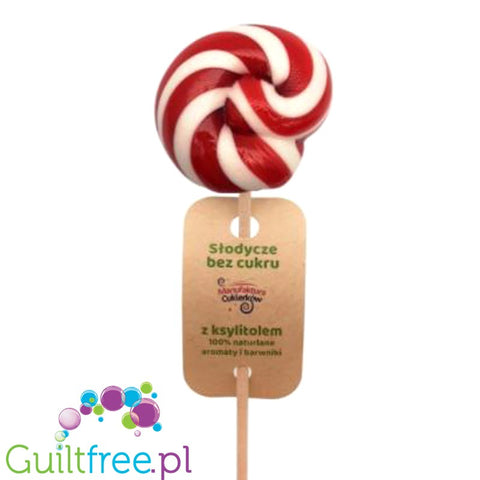 Manufaktura Cukierków, Lollies Workshop, Strawberry, big sugar free lollipop with xylitol