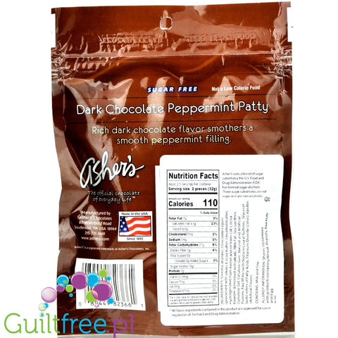 Asher's Chocolates Sugar Free Candy, Dark Chocolate Peppermint Patty