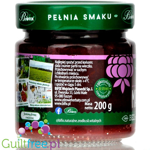 Pure & Good sugar free rapberry jam sweetened only with stevia and erythritol