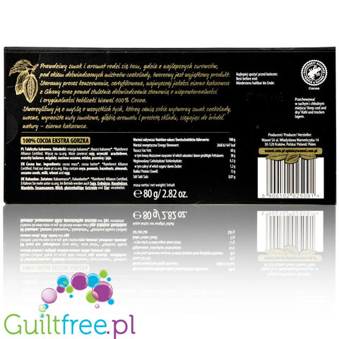 Wawel dark chocolate  100%, keto friendly, no sweeteners