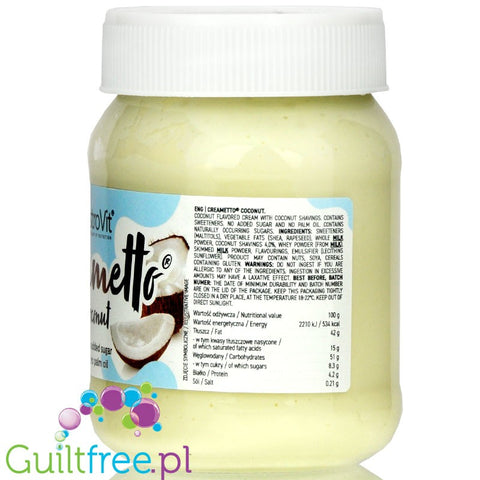 Creametto White Coconut - no added sugar white chocolate spread