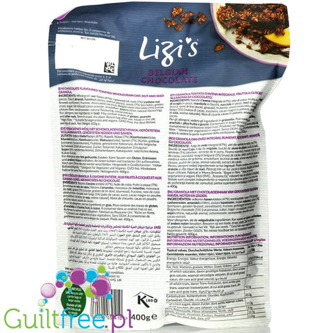 Lizi's Granola Belgian chocolate and cashew nuts - oatmeal with low glycemic load with Belgian chocolate and nuts