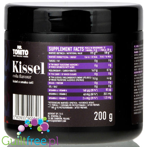 Mr. Tonito Kissel Cola, sugar free jelly dessert with vitamins A, C & E