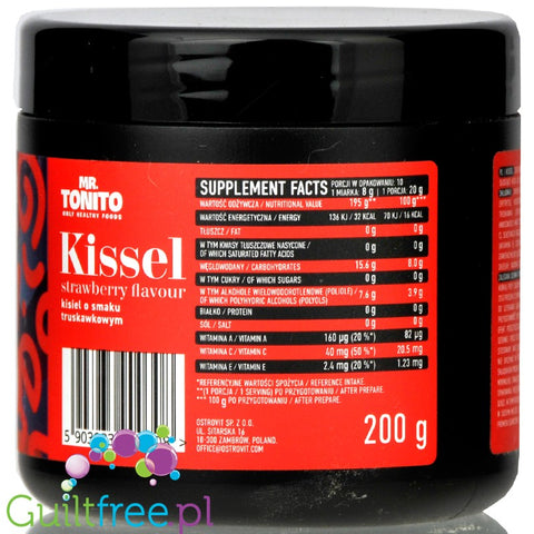 Mr. Tonito Kissel Strawberry, sugar free jelly dessert with vitamins A, C & E